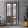 Galeria Solid Wood Internal Door UK Made  DD0102C Clear Glass - Stormy Grey Premium Primed - Urban Lite® Bespoke Sizes