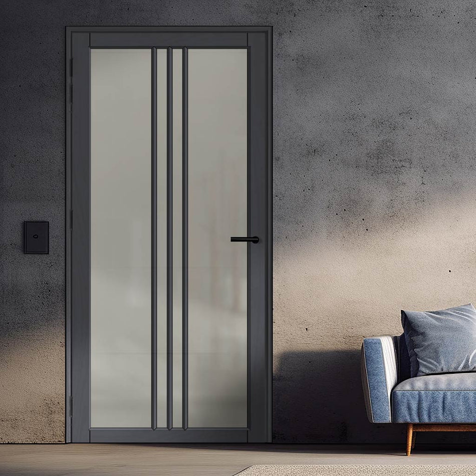 Galeria Solid Wood Internal Door UK Made DD0102F Frosted Glass - 7 Colour Options Premium Primed - Urban Lite® Bespoke Sizes