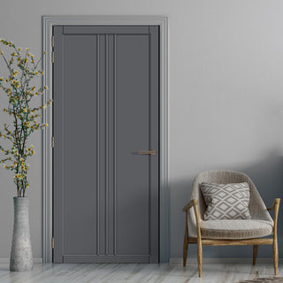 Image: Galeria Panel Solid Wood Internal Door UK Made  DD0102P - Stormy Grey Premium Primed - Urban Lite® Bespoke Sizes
