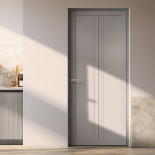 Image: Galeria Panel Solid Wood Internal Door UK Made  DD0102P - Mist Grey Premium Primed - Urban Lite® Bespoke Sizes