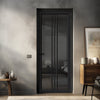 Galeria Solid Wood Internal Door UK Made  DD0102T Tinted Glass - Shadow Black Premium Primed - Urban Lite® Bespoke Sizes