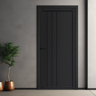 Image: Bella Panel Solid Wood Internal Door UK Made  DD0103P - Shadow Black Premium Primed - Urban Lite® Bespoke Sizes
