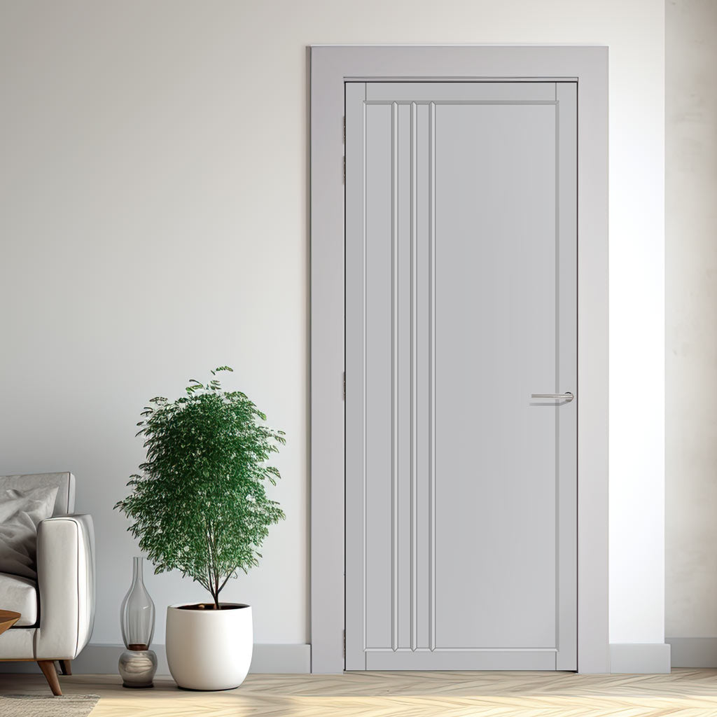 Bella Panel Solid Wood Internal Door UK Made  DD0103P - Mist Grey Premium Primed - Urban Lite® Bespoke Sizes