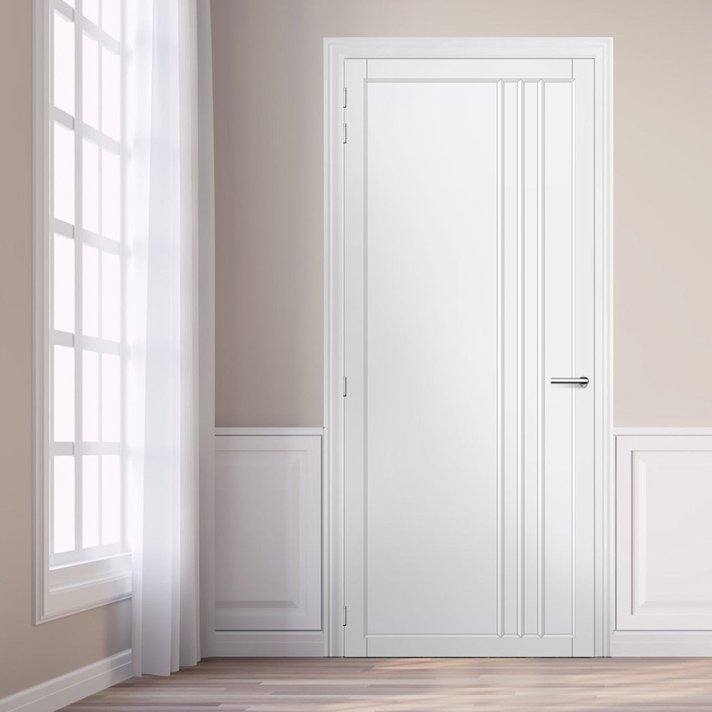 Bella Panel Solid Wood Internal Door UK Made  DD0103P - Cloud White Premium Primed - Urban Lite® Bespoke Sizes