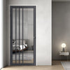 Tula Solid Wood Internal Door UK Made  DD0104C Clear Glass - Stormy Grey Premium Primed - Urban Lite® Bespoke Sizes