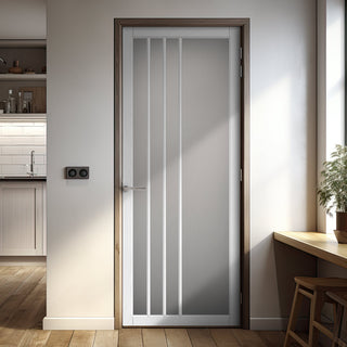 Image: Tula Solid Wood Internal Door UK Made  DD0104F Frosted Glass - Cloud White Premium Primed - Urban Lite® Bespoke Sizes