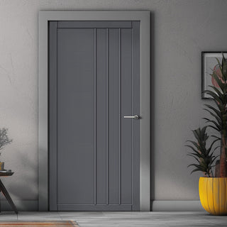 Image: Tula Panel Solid Wood Internal Door UK Made  DD0104P - Stormy Grey Premium Primed - Urban Lite® Bespoke Sizes