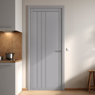 Image: Tula Panel Solid Wood Internal Door UK Made  DD0104P - Mist Grey Premium Primed - Urban Lite® Bespoke Sizes