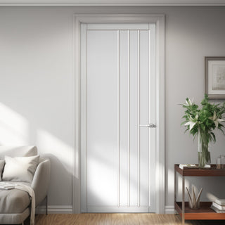 Image: Tula Panel Solid Wood Internal Door UK Made  DD0104P - Cloud White Premium Primed - Urban Lite® Bespoke Sizes