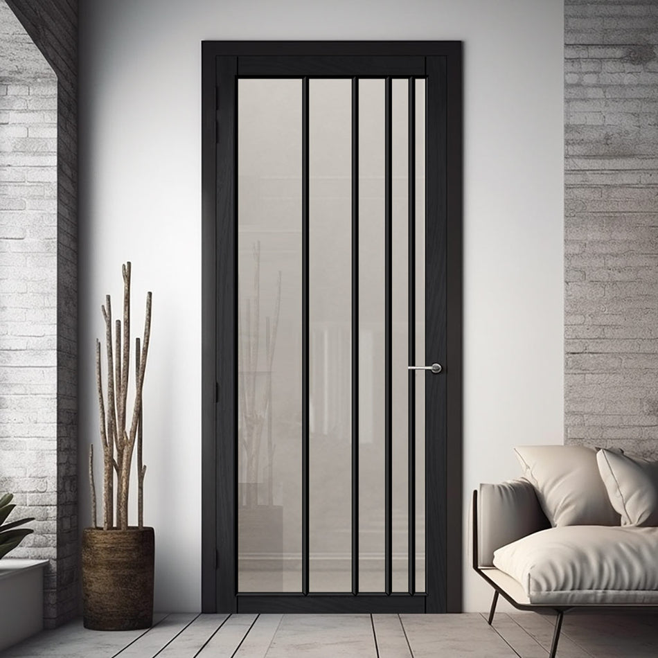 Simona Solid Wood Internal Door UK Made DD0105C Clear Glass - 7 Colour Options Premium Primed - Urban Lite® Bespoke Sizes