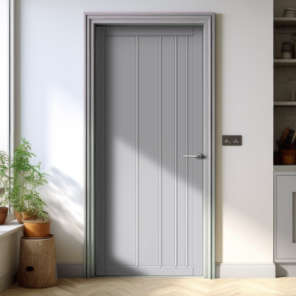 Simona Panel Solid Wood Internal Door UK Made  DD0105P - Mist Grey Premium Primed - Urban Lite® Bespoke Sizes