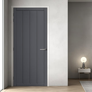 Image: Adiba Panel Solid Wood Internal Door UK Made  DD0106P - Stormy Grey Premium Primed - Urban Lite® Bespoke Sizes