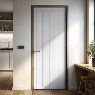 Image: Adiba Panel Solid Wood Internal Door UK Made  DD0106P - Cloud White Premium Primed - Urban Lite® Bespoke Sizes