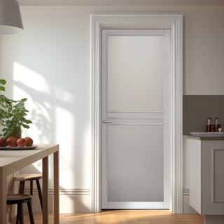 Image: Adina Solid Wood Internal Door UK Made  DD0107F Frosted Glass - Cloud White Premium Primed - Urban Lite® Bespoke Sizes