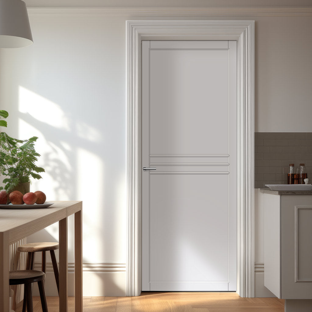 Adina Panel Solid Wood Internal Door UK Made  DD0107P - Cloud White Premium Primed - Urban Lite® Bespoke Sizes