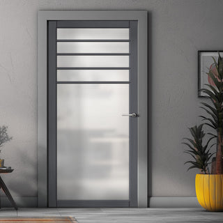 Image: Drake Solid Wood Internal Door UK Made DD0108F Frosted Glass - 7 Colour Options Premium Primed - Urban Lite® Bespoke Sizes