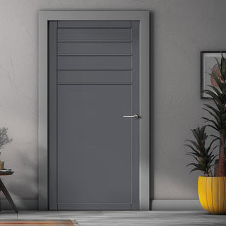 Image: Drake Panel Solid Wood Internal Door UK Made  DD0108P - Stormy Grey Premium Primed - Urban Lite® Bespoke Sizes