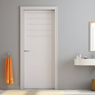 Image: Drake Panel Solid Wood Internal Door UK Made  DD0108P - Cloud White Premium Primed - Urban Lite® Bespoke Sizes