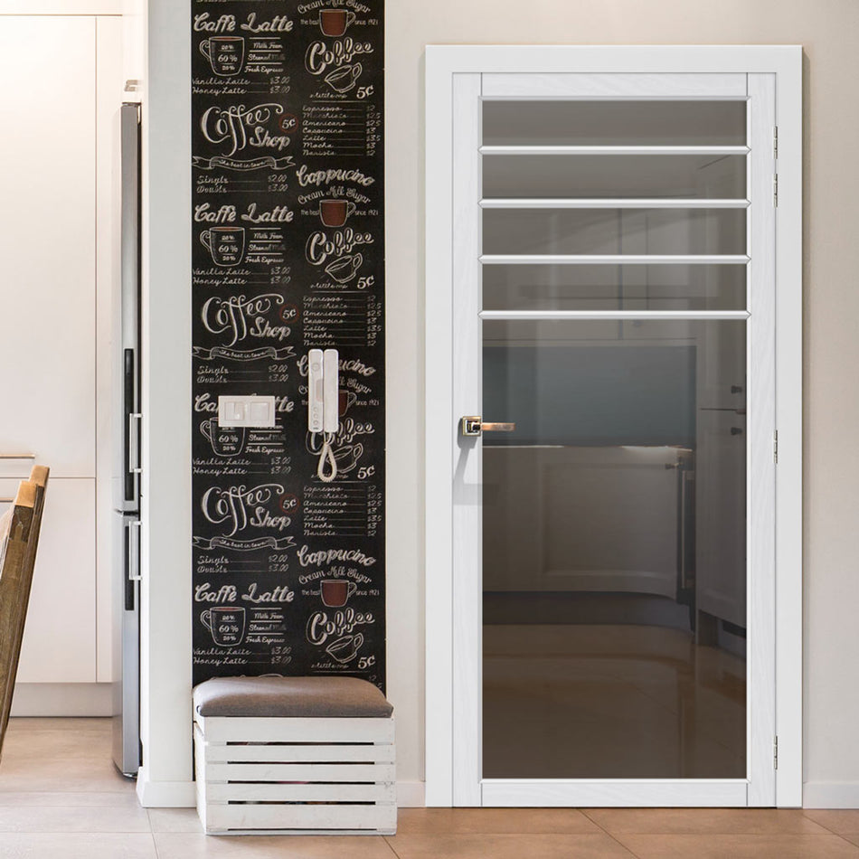 Drake Solid Wood Internal Door UK Made DD0108T Tinted Glass - 7 Colour Options Premium Primed - Urban Lite® Bespoke Sizes
