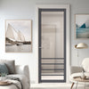 Hirahna Solid Wood Internal Door UK Made DD0109C Clear Glass - 7 Colour Options Premium Primed - Urban Lite® Bespoke Sizes