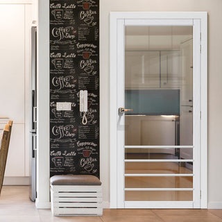 Image: Hirahna Solid Wood Internal Door UK Made  DD0109C Clear Glass - Cloud White Premium Primed - Urban Lite® Bespoke Sizes