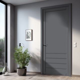 Image: Hirahna Panel Solid Wood Internal Door UK Made  DD0109P - Stormy Grey Premium Primed - Urban Lite® Bespoke Sizes