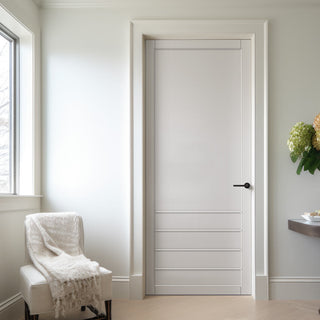 Image: Hirahna Panel Solid Wood Internal Door UK Made  DD0109P - Cloud White Premium Primed - Urban Lite® Bespoke Sizes
