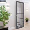 Chord Solid Wood Internal Door UK Made  DD0110C Clear Glass - Stormy Grey Premium Primed - Urban Lite® Bespoke Sizes