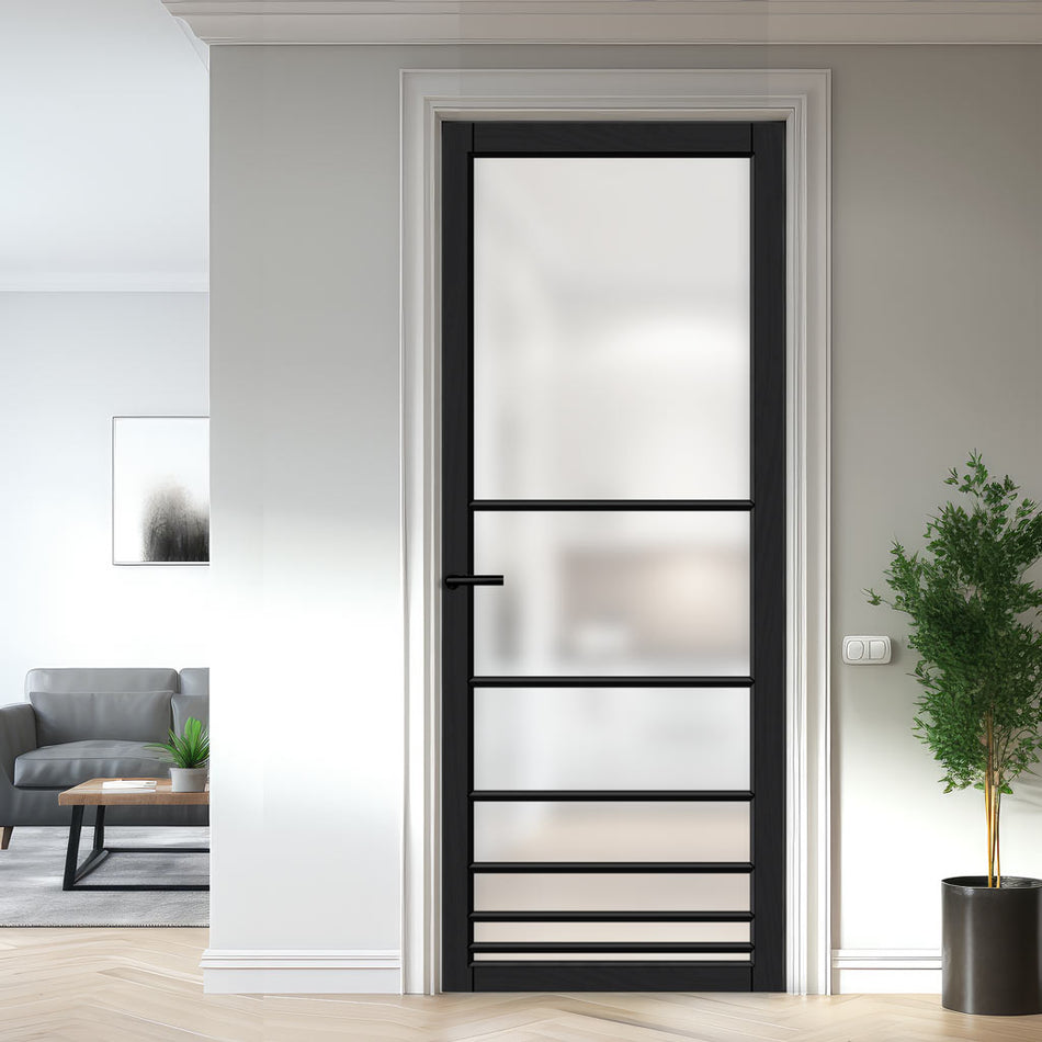 Chord Solid Wood Internal Door UK Made DD0110F Frosted Glass - 7 Colour Options Premium Primed - Urban Lite® Bespoke Sizes