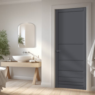 Image: Chord Panel Solid Wood Internal Door UK Made  DD0110P - Stormy Grey Premium Primed - Urban Lite® Bespoke Sizes
