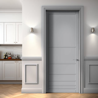 Image: Chord Panel Solid Wood Internal Door UK Made  DD0110P - Mist Grey Premium Primed - Urban Lite® Bespoke Sizes