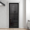 Chord Solid Wood Internal Door UK Made  DD0110T Tinted Glass - Shadow Black Premium Primed - Urban Lite® Bespoke Sizes