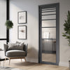 Revella Solid Wood Internal Door UK Made  DD0111C Clear Glass - Stormy Grey Premium Primed - Urban Lite® Bespoke Sizes