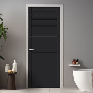 Image: Revella Panel Solid Wood Internal Door UK Made  DD0111P - Shadow Black Premium Primed - Urban Lite® Bespoke Sizes