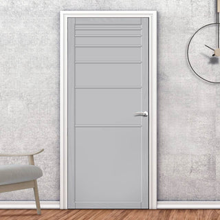 Image: Revella Panel Solid Wood Internal Door UK Made  DD0111P - Mist Grey Premium Primed - Urban Lite® Bespoke Sizes