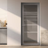 Amoo Solid Wood Internal Door UK Made  DD0112C Clear Glass - Mist Grey Premium Primed - Urban Lite® Bespoke Sizes