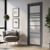 Amoo Solid Wood Internal Door UK Made  DD0112F Frosted Glass - Stormy Grey Premium Primed - Urban Lite® Bespoke Sizes