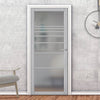 Amoo Solid Wood Internal Door UK Made DD0112F Frosted Glass - 7 Colour Options Premium Primed - Urban Lite® Bespoke Sizes