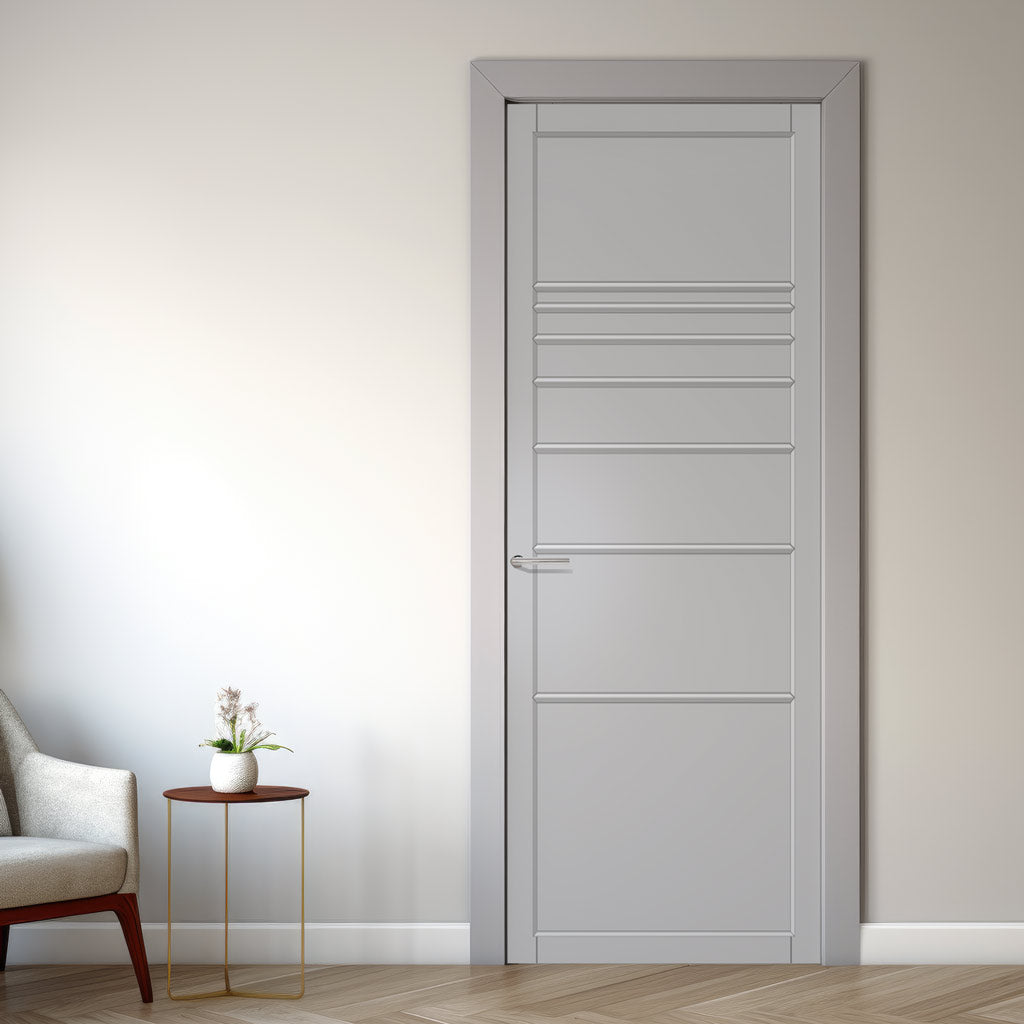 Amoo Panel Solid Wood Internal Door UK Made  DD0112P - Mist Grey Premium Primed - Urban Lite® Bespoke Sizes