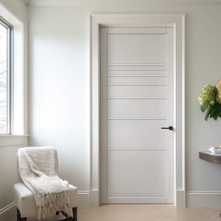 Image: Amoo Panel Solid Wood Internal Door UK Made  DD0112P - Cloud White Premium Primed - Urban Lite® Bespoke Sizes