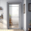 Ebida Solid Wood Internal Door UK Made  DD0113C Clear Glass - Mist Grey Premium Primed - Urban Lite® Bespoke Sizes