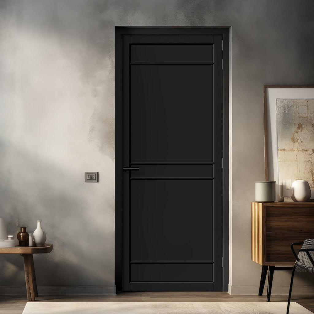 Ebida Panel Solid Wood Internal Door UK Made  DD0113P - Shadow Black Premium Primed - Urban Lite® Bespoke Sizes