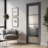 Florence Solid Wood Internal Door UK Made  DD0114C Clear Glass - Stormy Grey Premium Primed - Urban Lite® Bespoke Sizes
