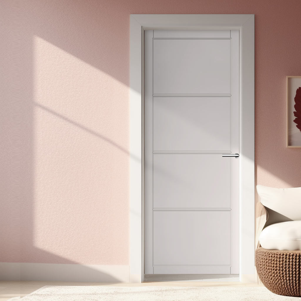 Firena Panel Solid Wood Internal Door UK Made  DD0114P - Cloud White Premium Primed - Urban Lite® Bespoke Sizes