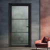 Iretta Solid Wood Internal Door UK Made  DD0115C Clear Glass - Shadow Black Premium Primed - Urban Lite® Bespoke Sizes