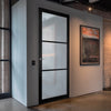 Iretta Solid Wood Internal Door UK Made  DD0115F Frosted Glass - Shadow Black Premium Primed - Urban Lite® Bespoke Sizes