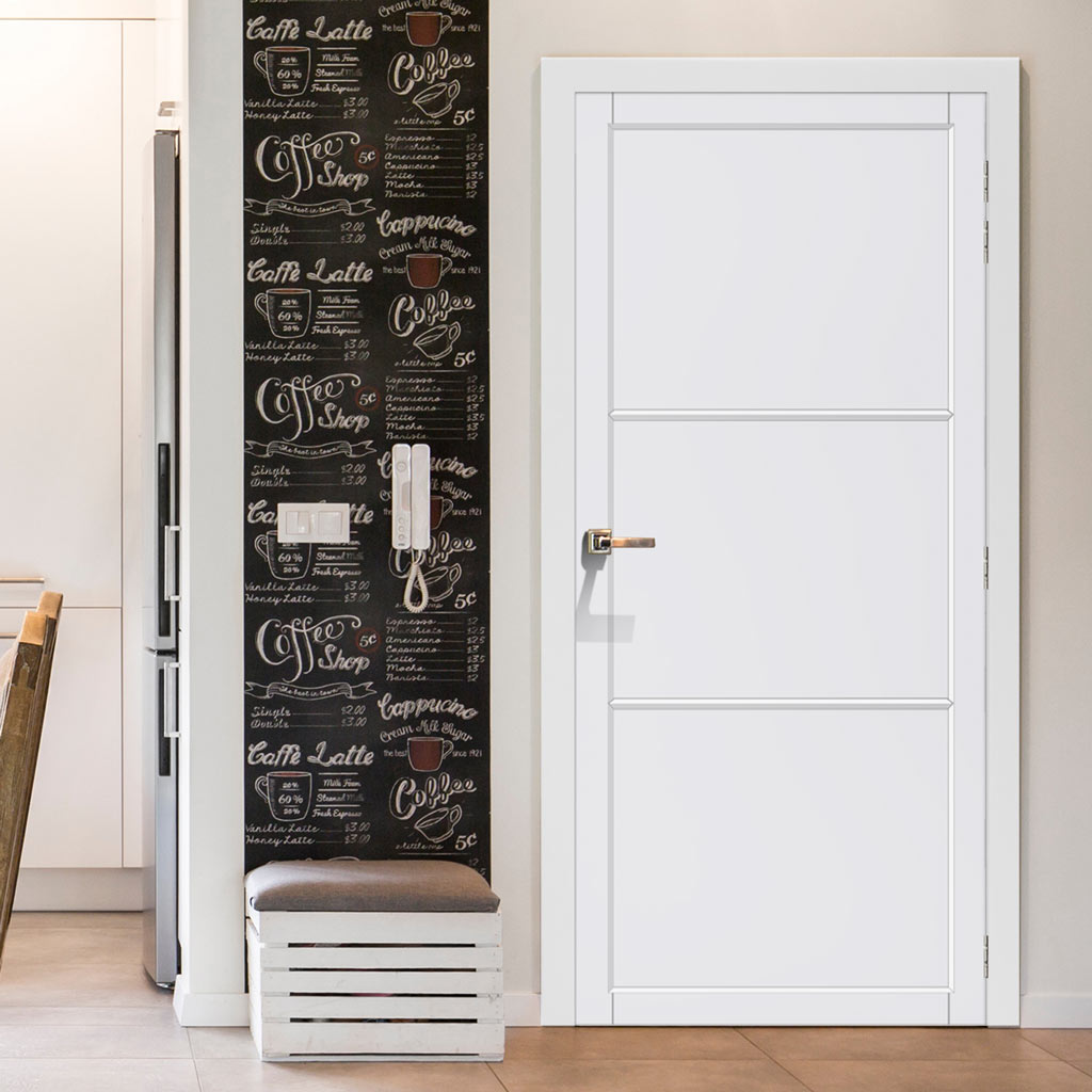 Iretta Panel Solid Wood Internal Door UK Made  DD0115P - Cloud White Premium Primed - Urban Lite® Bespoke Sizes