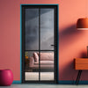 Kora Solid Wood Internal Door UK Made  DD0116C Clear Glass - Shadow Black Premium Primed - Urban Lite® Bespoke Sizes