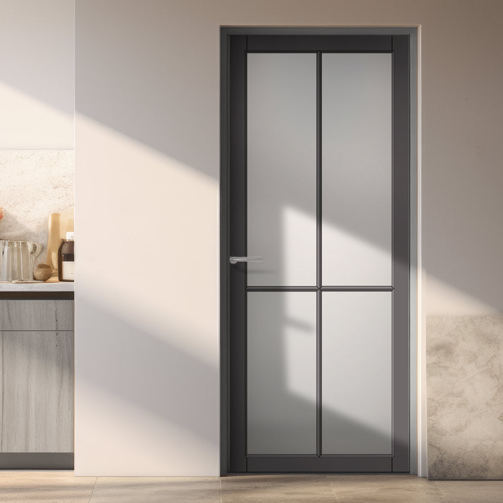 Kora Solid Wood Internal Door UK Made DD0116F Frosted Glass - 7 Colour Options Premium Primed - Urban Lite® Bespoke Sizes