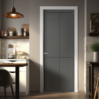 Image: Kora Panel Solid Wood Internal Door UK Made  DD0116P - Stormy Grey Premium Primed - Urban Lite® Bespoke Sizes